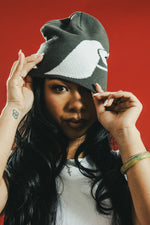 F LOGO SKULL BEANIE - CHARCOAL GREY