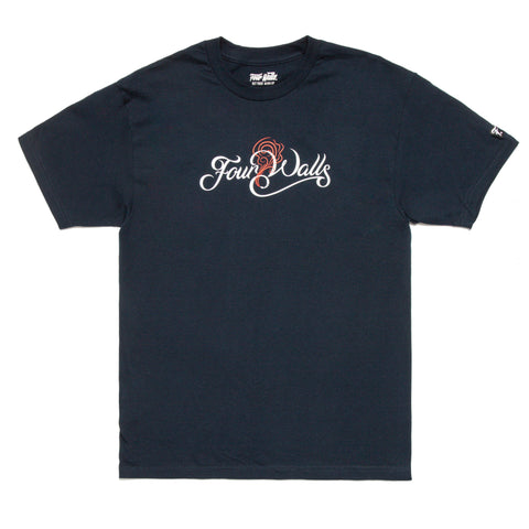 FOURWALLS SCRIPT LOGO TEE (NAVY)